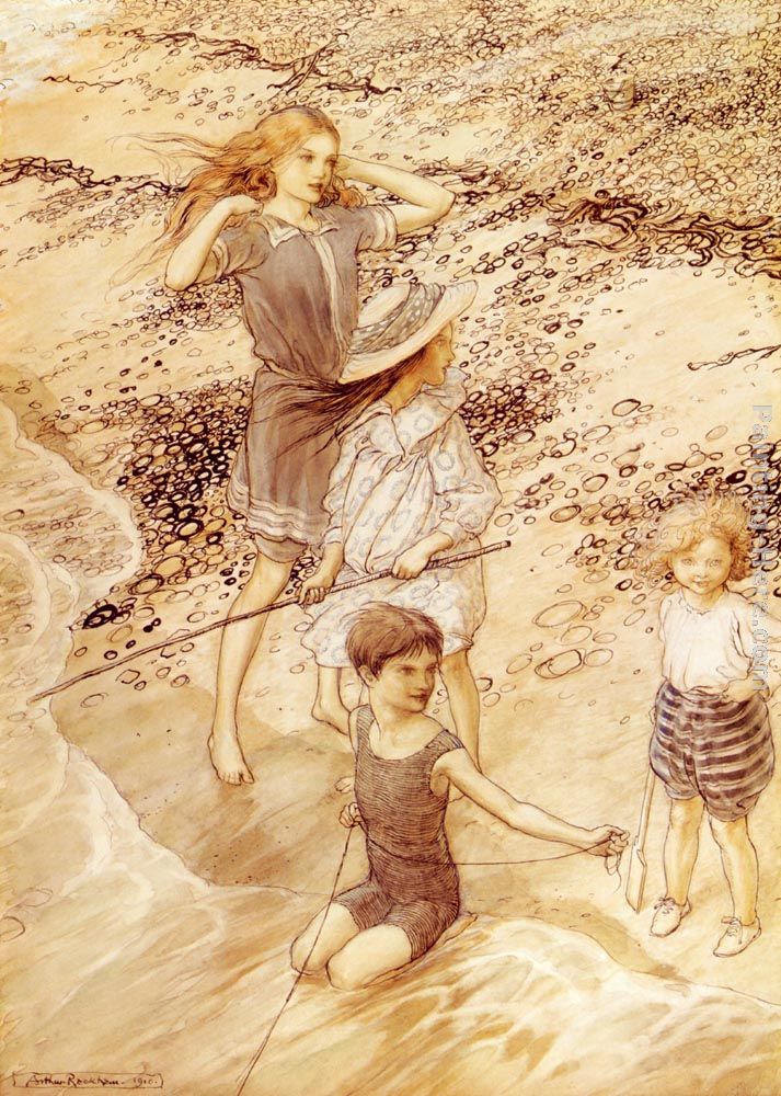 Children By The Sea painting - Arthur Rackham Children By The Sea art painting